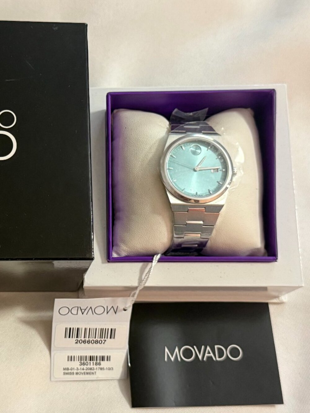 Movado Bold Quest 3601186 Blue Dial Stainless Steel Swiss Watch 35mm